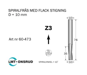 Spiralfräs D=10 L=35 TL=76 S=10 Cobolt®