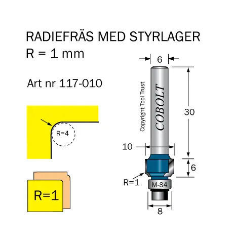 Cobolt Avrundnings / Radiefräsar med styrlager