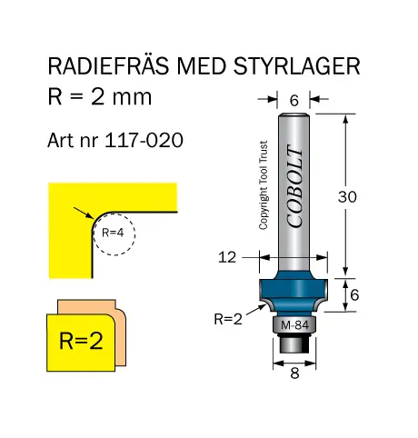 Cobolt Avrundnings / Radiefräsar med styrlager
