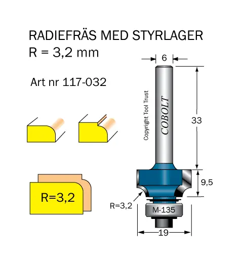 Cobolt Avrundnings / Radiefräsar med styrlager