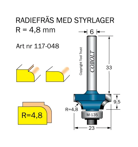 Cobolt Avrundnings / Radiefräsar med styrlager
