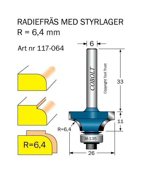 Cobolt Avrundnings / Radiefräsar med styrlager