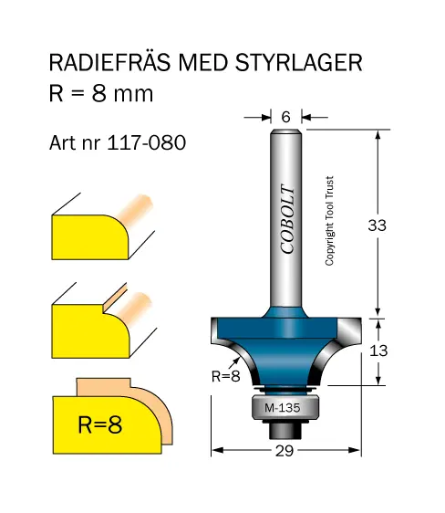 Cobolt Avrundnings / Radiefräsar med styrlager
