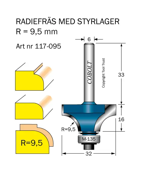 Cobolt Avrundnings / Radiefräsar med styrlager