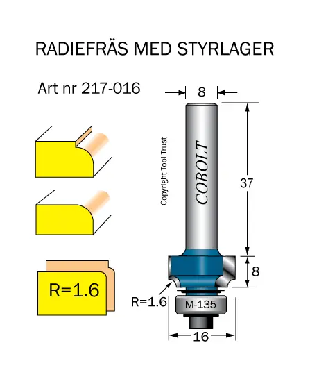 Cobolt Avrundnings / Radiefräsar med styrlager