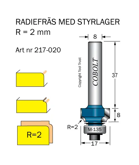 Cobolt Avrundnings / Radiefräsar med styrlager