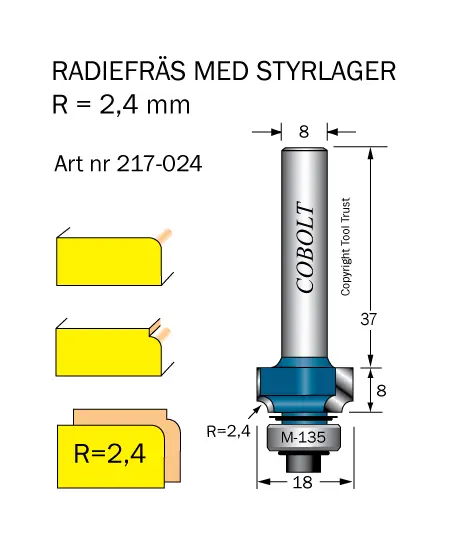 Cobolt Avrundnings / Radiefräsar med styrlager