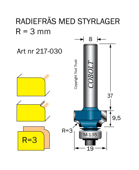 Cobolt Avrundnings / Radiefräsar med styrlager