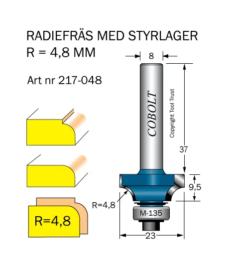 Cobolt Avrundnings / Radiefräsar med styrlager