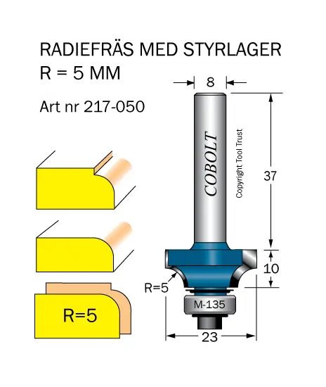 Cobolt Avrundnings / Radiefräsar med styrlager