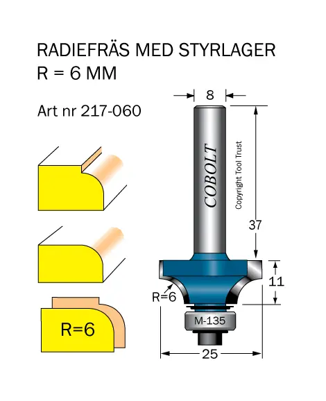 Cobolt Avrundnings / Radiefräsar med styrlager