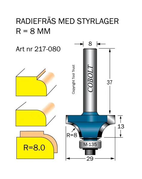 Cobolt Avrundnings / Radiefräsar med styrlager