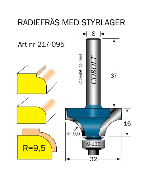 Cobolt Avrundnings / Radiefräsar med styrlager