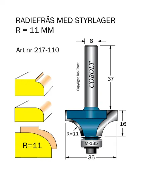 Cobolt Avrundnings / Radiefräsar med styrlager