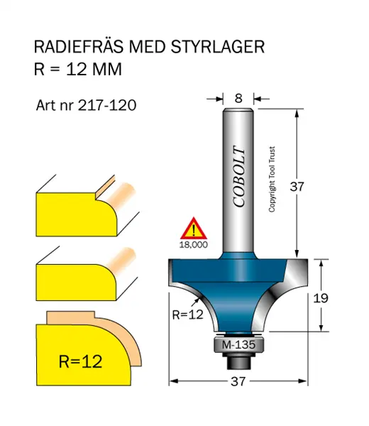 Cobolt Avrundnings / Radiefräsar med styrlager