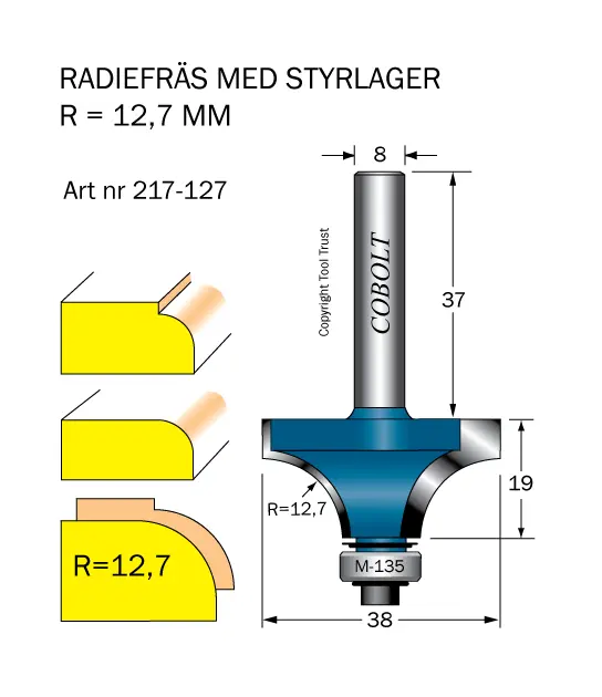 Cobolt Avrundnings / Radiefräsar med styrlager