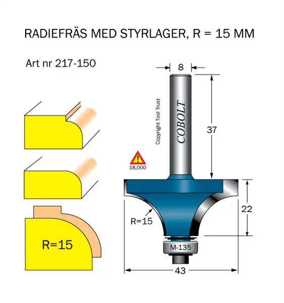 Cobolt Avrundnings / Radiefräsar med styrlager