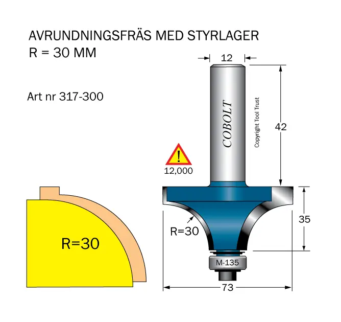 Cobolt Avrundnings / Radiefräsar med styrlager