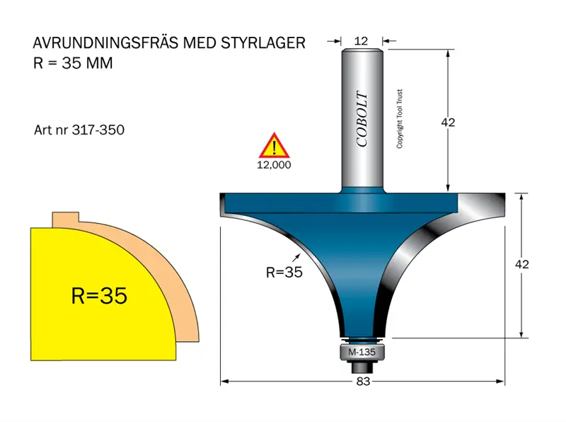 Cobolt Avrundnings / Radiefräsar med styrlager
