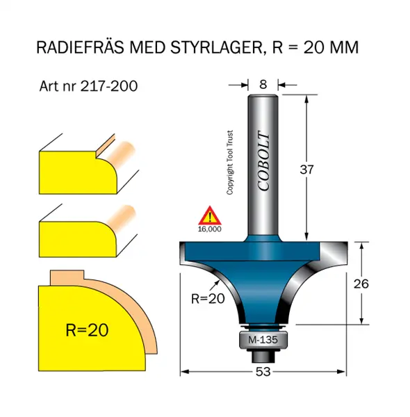 Cobolt Avrundnings / Radiefräsar med styrlager