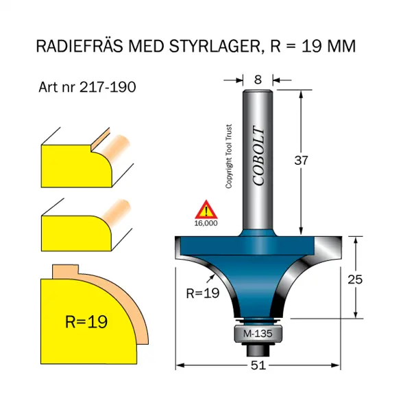Cobolt Avrundnings / Radiefräsar med styrlager