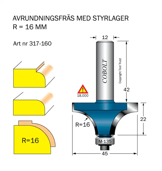 Cobolt Avrundnings / Radiefräsar med styrlager