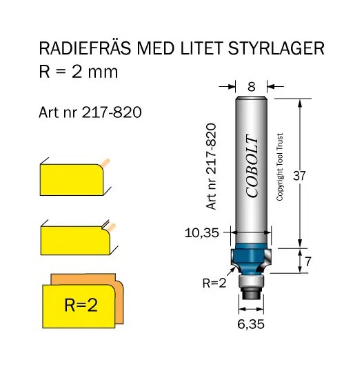 Cobolt Avrundnings / Radiefräsar med styrlager