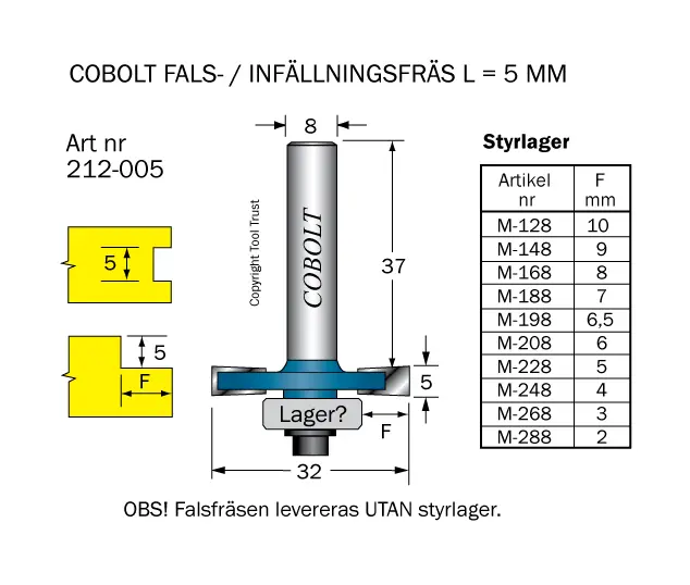 Falsfräs med valbar storlek av lager
