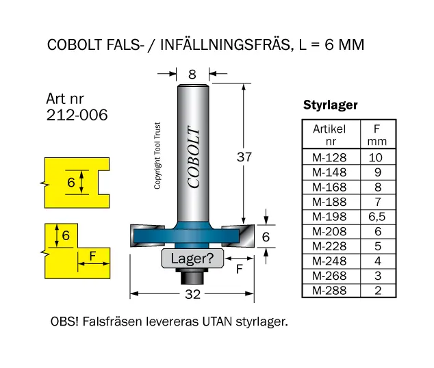 Falsfräs med valbar storlek av lager