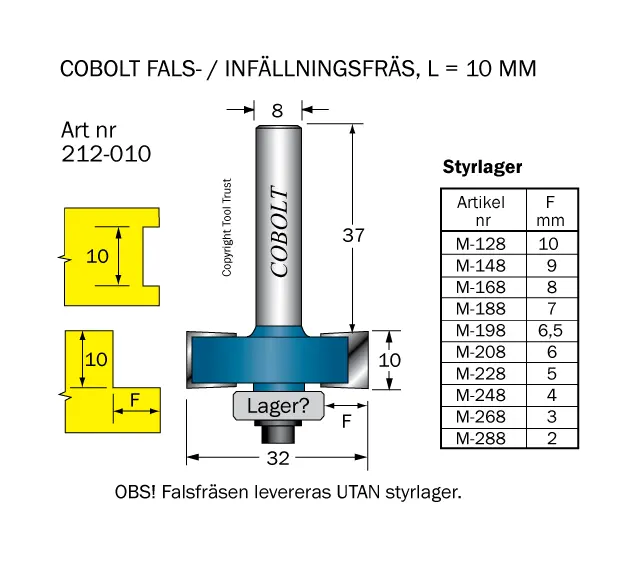 Falsfräs med valbar storlek av lager