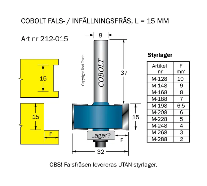 Falsfräs med valbar storlek av lager