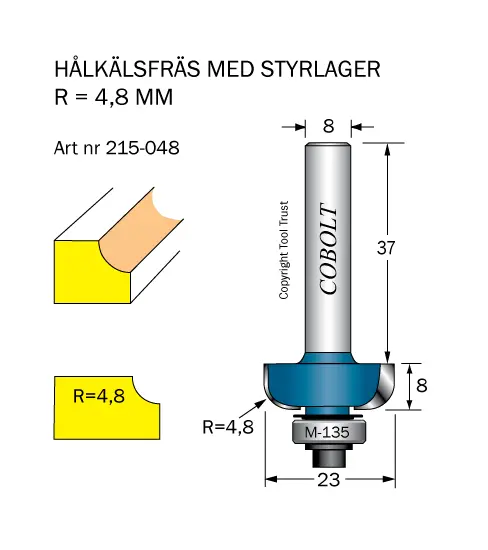 Hålkälsfräsar med styrlager