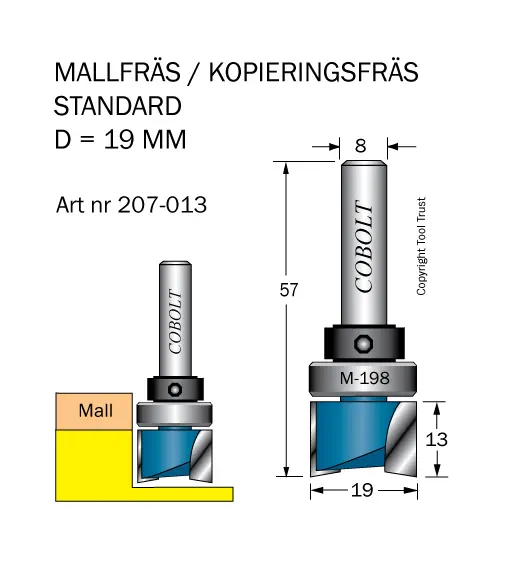 Standard Mallfräsar / Kopierfräsar med skaftmonterat styrlager