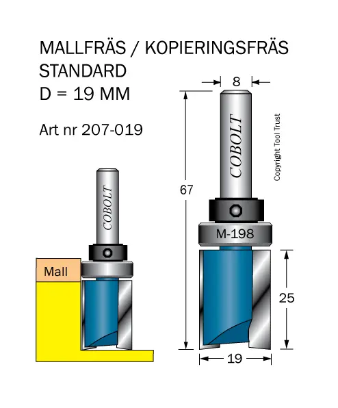 Standard Mallfräsar / Kopierfräsar med skaftmonterat styrlager