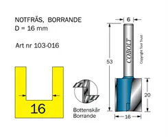 Borrande notfräsar 6mm skaft