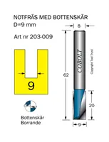 Borrande notfräsar 8mm skaft