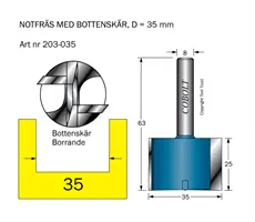 Borrande notfräsar 8mm skaft