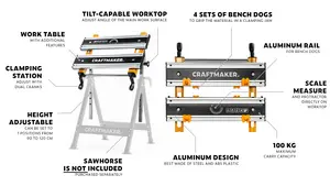 CRAFTMAKER Tilt & Rise multifunktionsskiva för Craftmaker 4-i-1  Workbench