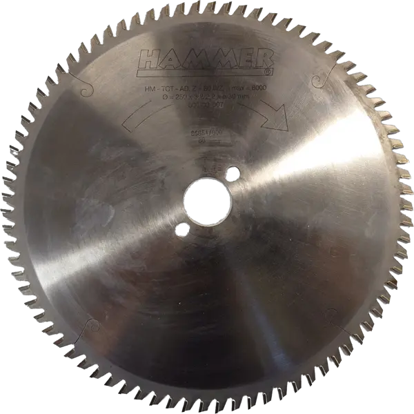Begagnad klinga Ø250*3,2/2,2Ø30 Z=80 Hammer HM-TCD- AD omslipad