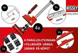 Bessey K-body REVO-SET med tillbehör. 1000mm Kampanj
