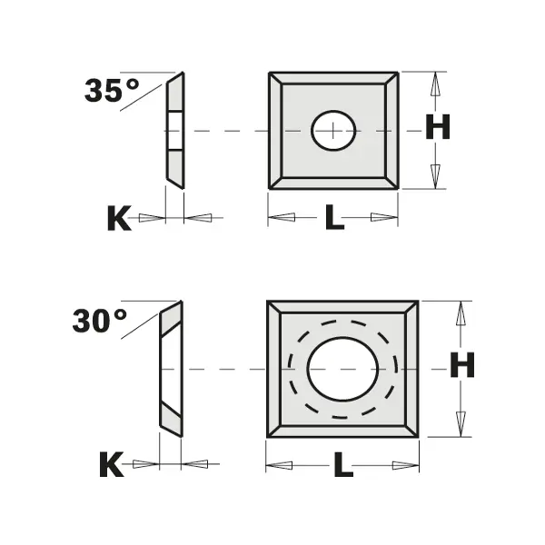 Vändskär hårdmetall 12x12x1,5 (K2250)