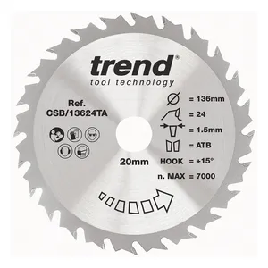 Trend Trä- Batteri- Cirkelsågsklinga 136mm x 20mm x 24T