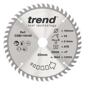 Trend Trä- Cirkelsågsklinga 160mm x 20mm x 48T