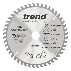 Trend Trä- Cirkelsågsklinga 160mm x 20mm x 48T