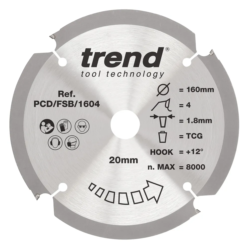 Trend PCD Fibercement- Cirkelsågsklinga 160mm x 20mm x 4T