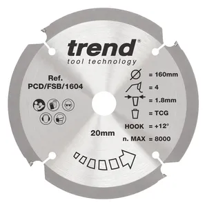 Trend PCD Fibercement- Cirkelsågsklinga 160mm x 20mm x 4T
