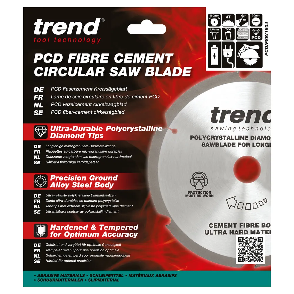 Trend PCD Fibercement- Cirkelsågsklinga 160mm x 20mm x 4T