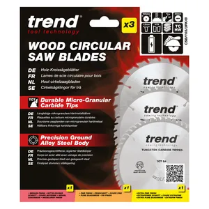 Trend Trä- Batteri- Cirkelsågsklinga 165mm x 20mm x 24/40/52T, 1 x CSB/16524T, 1 x CSB/16540T, 1 x CSB/16552T Set