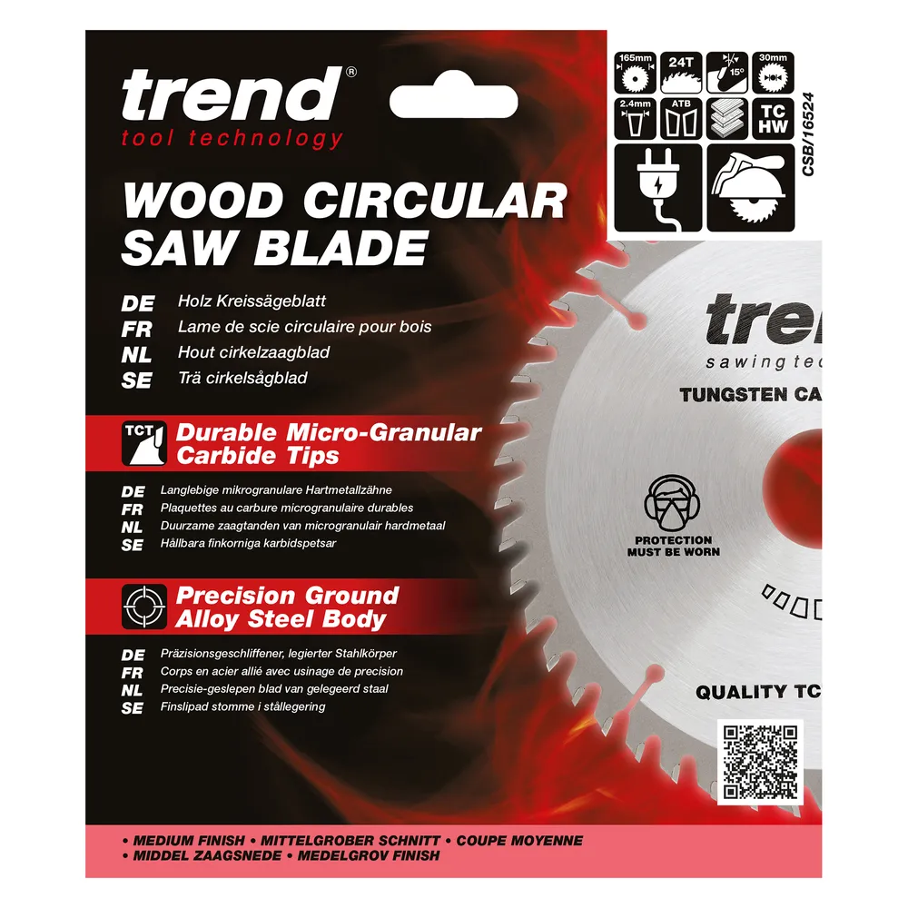 Trend Trä- Cirkelsågsklinga 165mm x 30mm x 24T