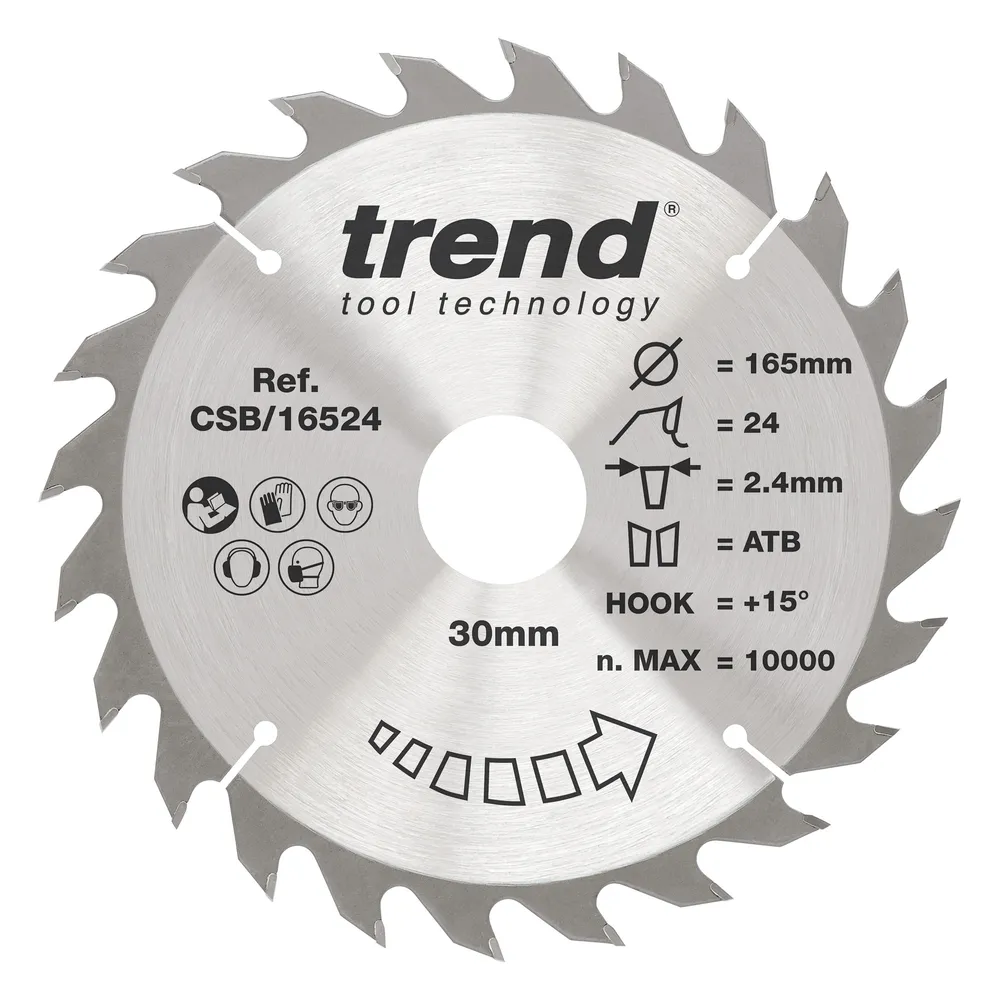 Trend Trä- Cirkelsågsklinga 165mm x 30mm x 24T